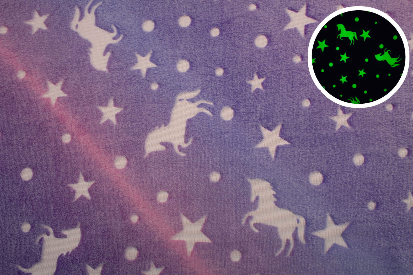 LR 50% FLEECE SOM LYSER I MÖRKER UNICORN LILA