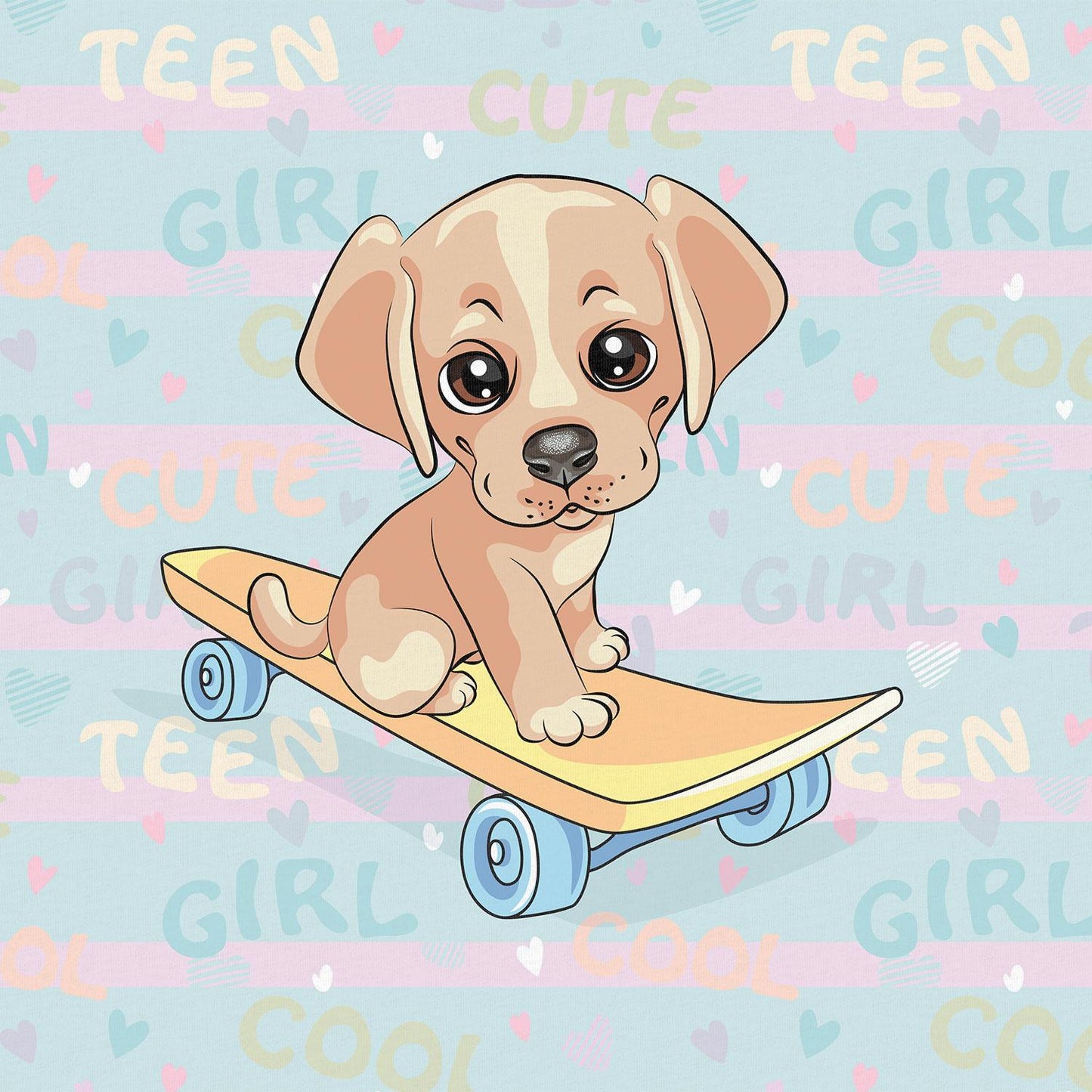 FÖRHANDSBOKNING! PANEL ÖGLAD COLLEGE - LILLA TONÅRINGEN HUND PÅ SKATEBOARD