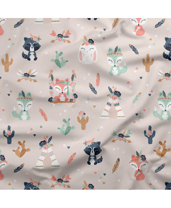 LR 60% SATINVÄVD BOMULL - BOHEMIAN FRIENDS