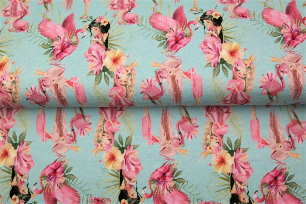 LR 50% JERSEY - FLAMINGO & GIRLS BLUEISH