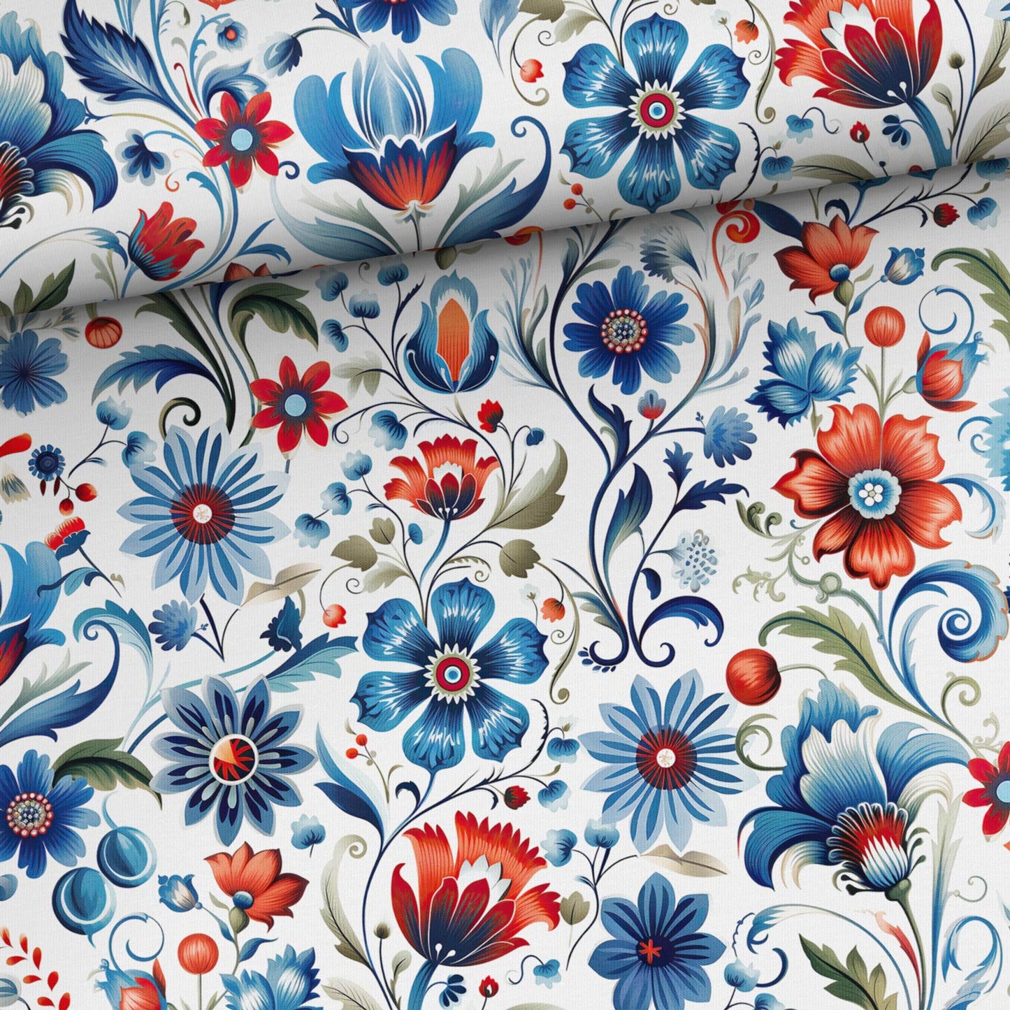 FÖRHANDSBOKNING! JERSEY - BLÅA NORDISKA BLOMMOR