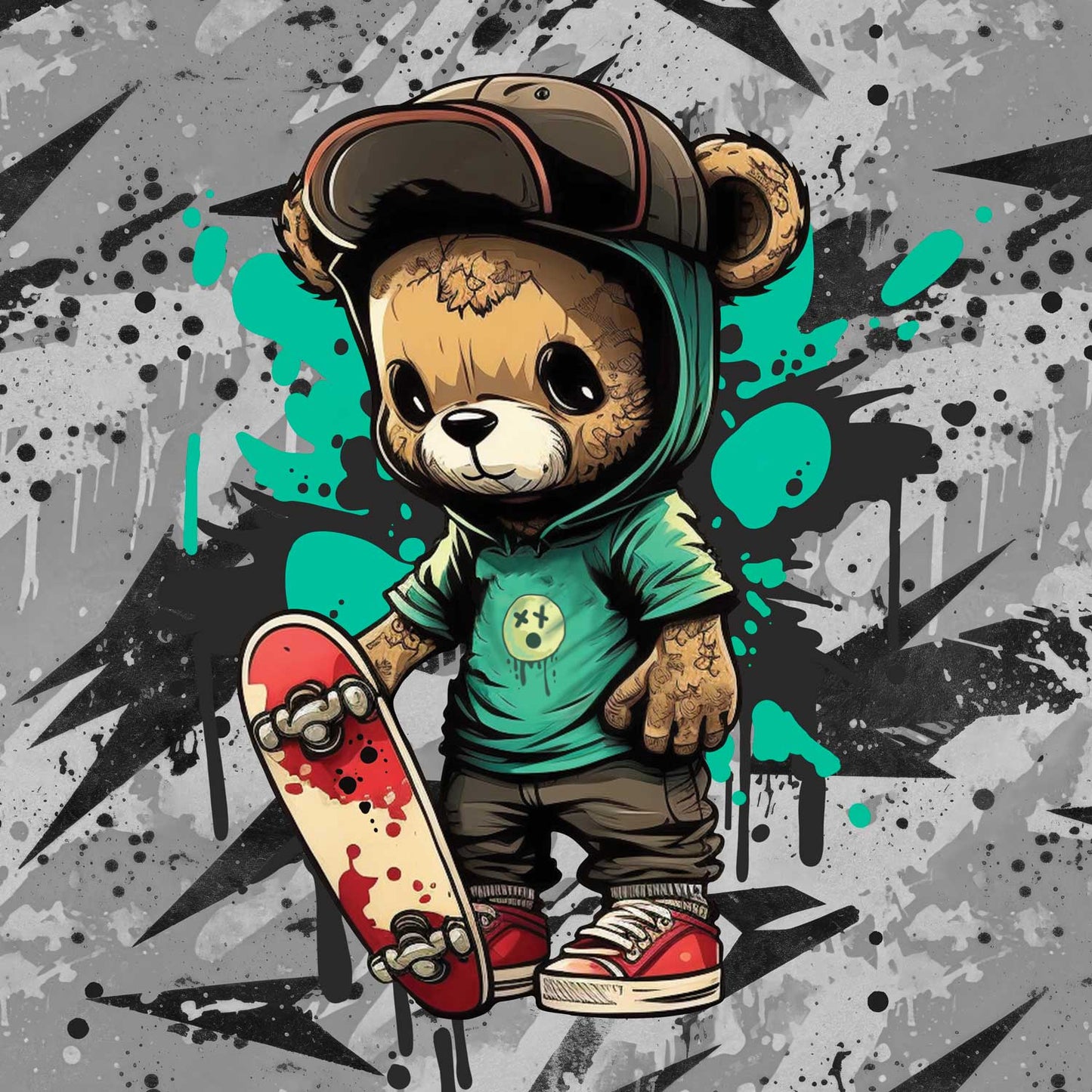 FÖRHANDSBOKNING! PANEL 55X73CM ÖGLAD COLLEGE - FÄRG SLÄNGD PÅ VÄGGEN GRÖN COOLING