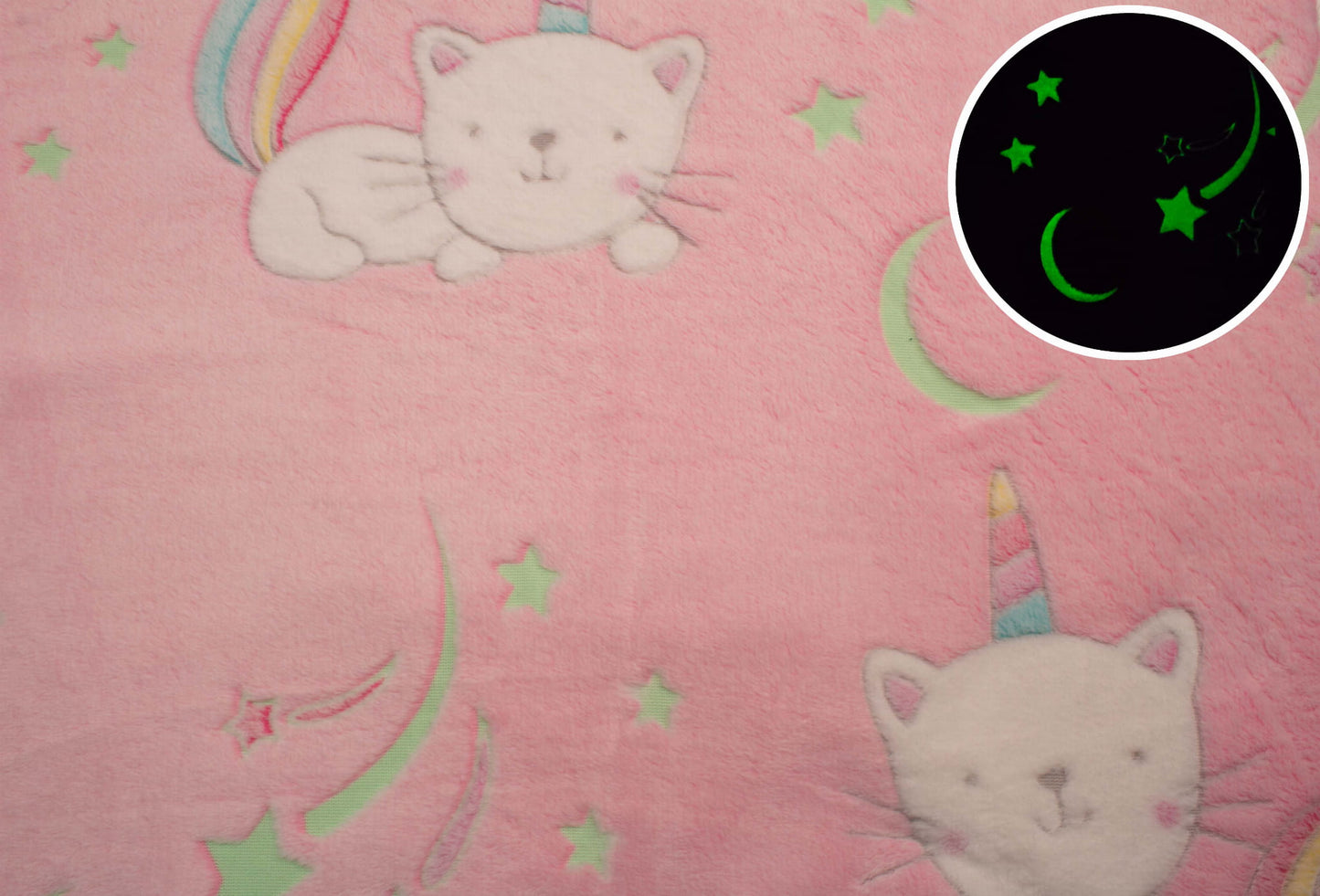 LR 50% FLEECE SOM LYSER I MÖRKER UNICORN KATTER 100CM