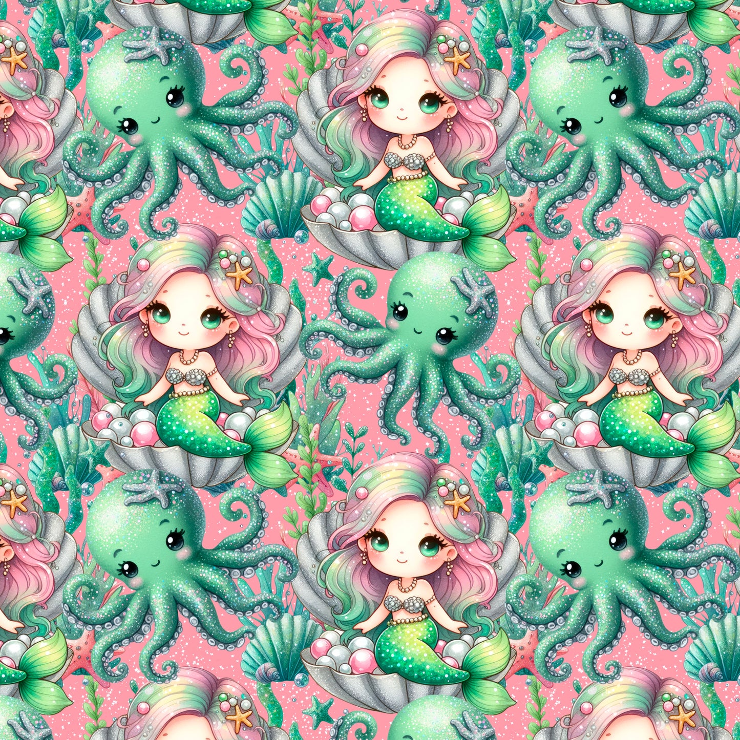 SISTA BITEN! JERSEY - GRÖNROSA SJÖJUNGFRU 133CM