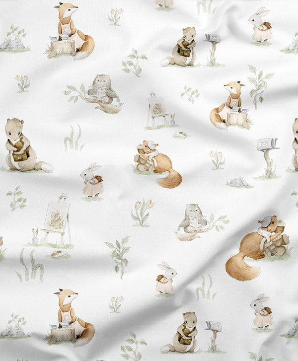 SISTA BITEN 40%! SATINVÄVD BOMULL - SMART LITTLE ANIMALS 133CM