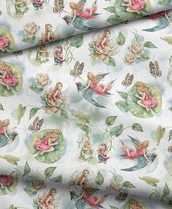 SISTA BITEN 40%! SATINVÄVD BOMULL - FAIRYTALE 108CM