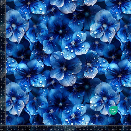 SISTA BITEN 40% JERSEY - BLÅA BLOMMOR 208CM