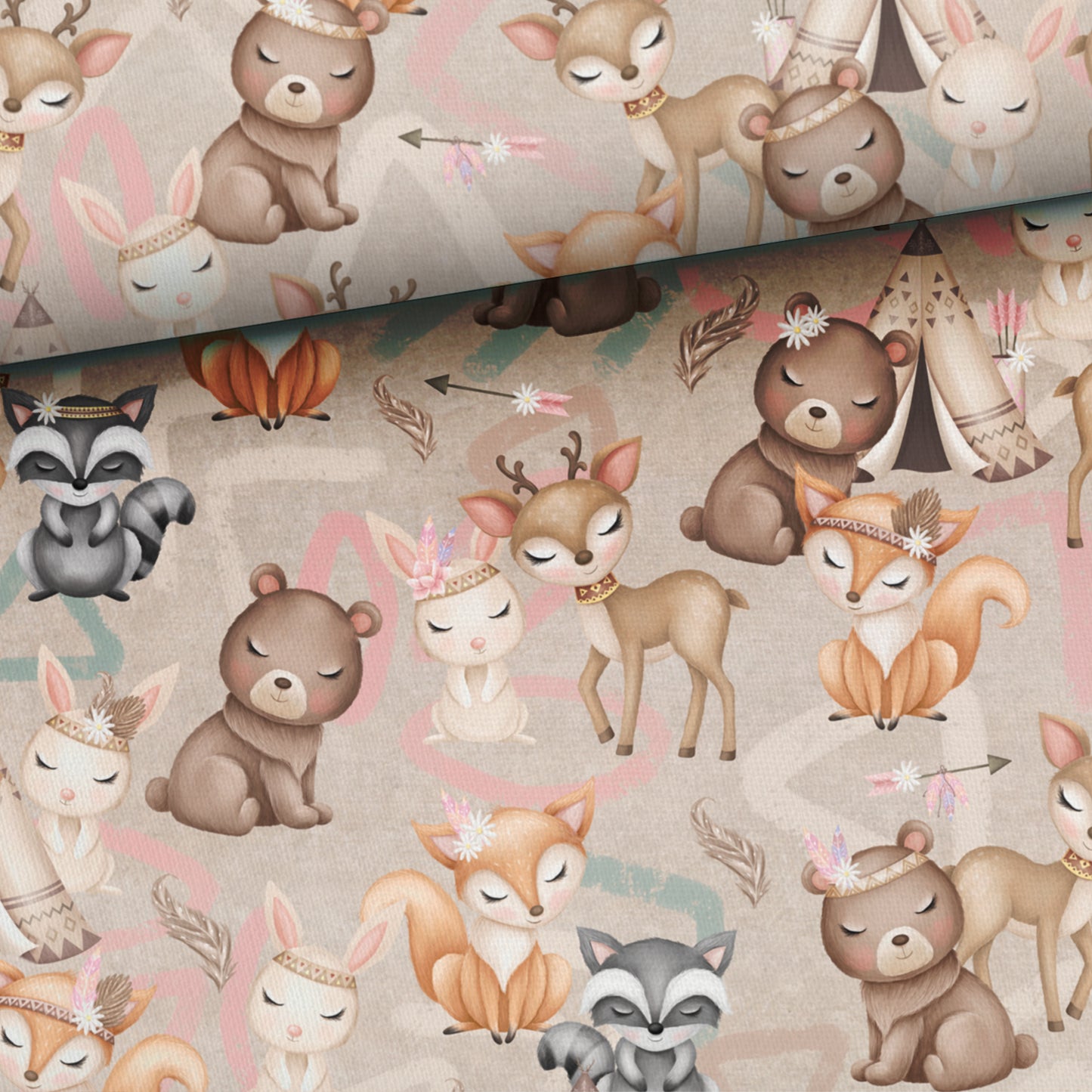 SISTA BITEN 40%! VÄVD BOMULL - BOHO SKOGSDJUR 236CM