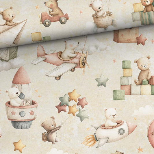 FÖRHANDSBOKNING! VÄVD BOMULL - LEKFULLA BJÖRNAR