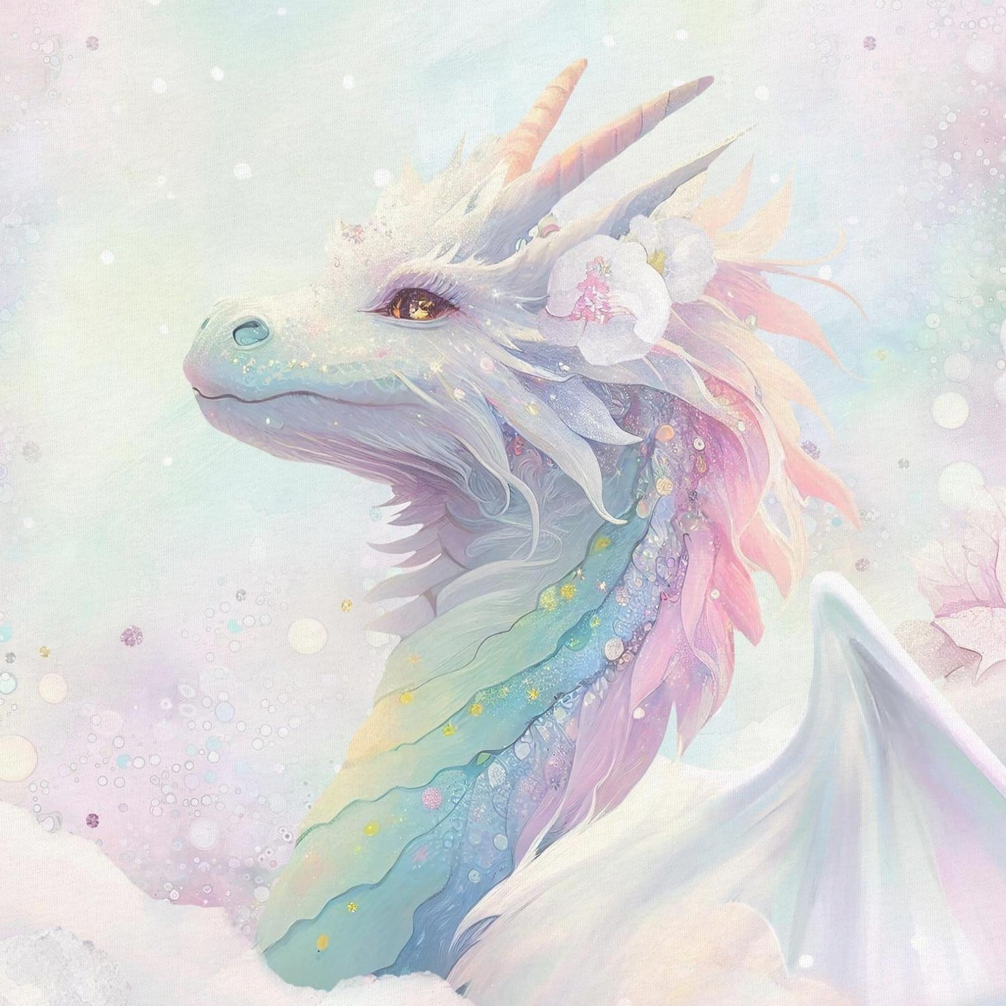 FÖRHANDSBOKNING! PANEL 55X73CM ÖGLAD COLLEGE - MAGISKA DRAKEN MATCHTYG AMBER MED BLOMMA