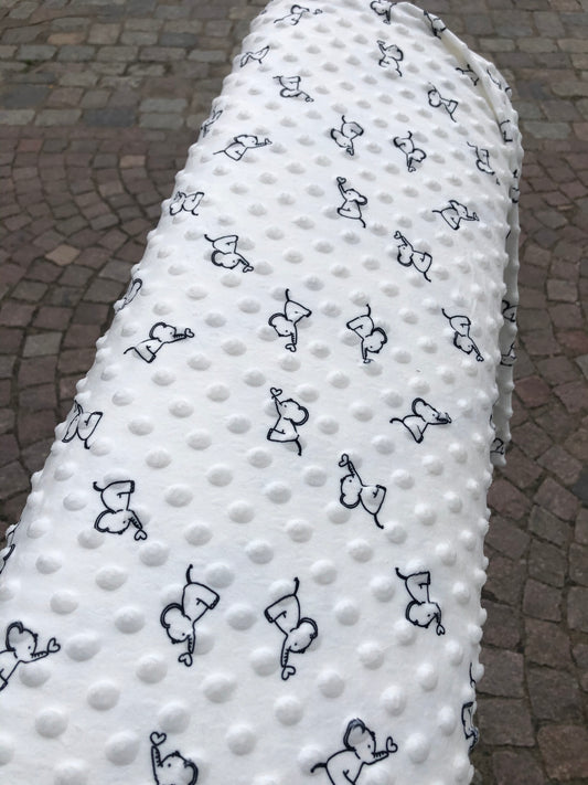 SISTA BITEN 50%! MINKY ELEPHANTS - OFFWHITE 77CM