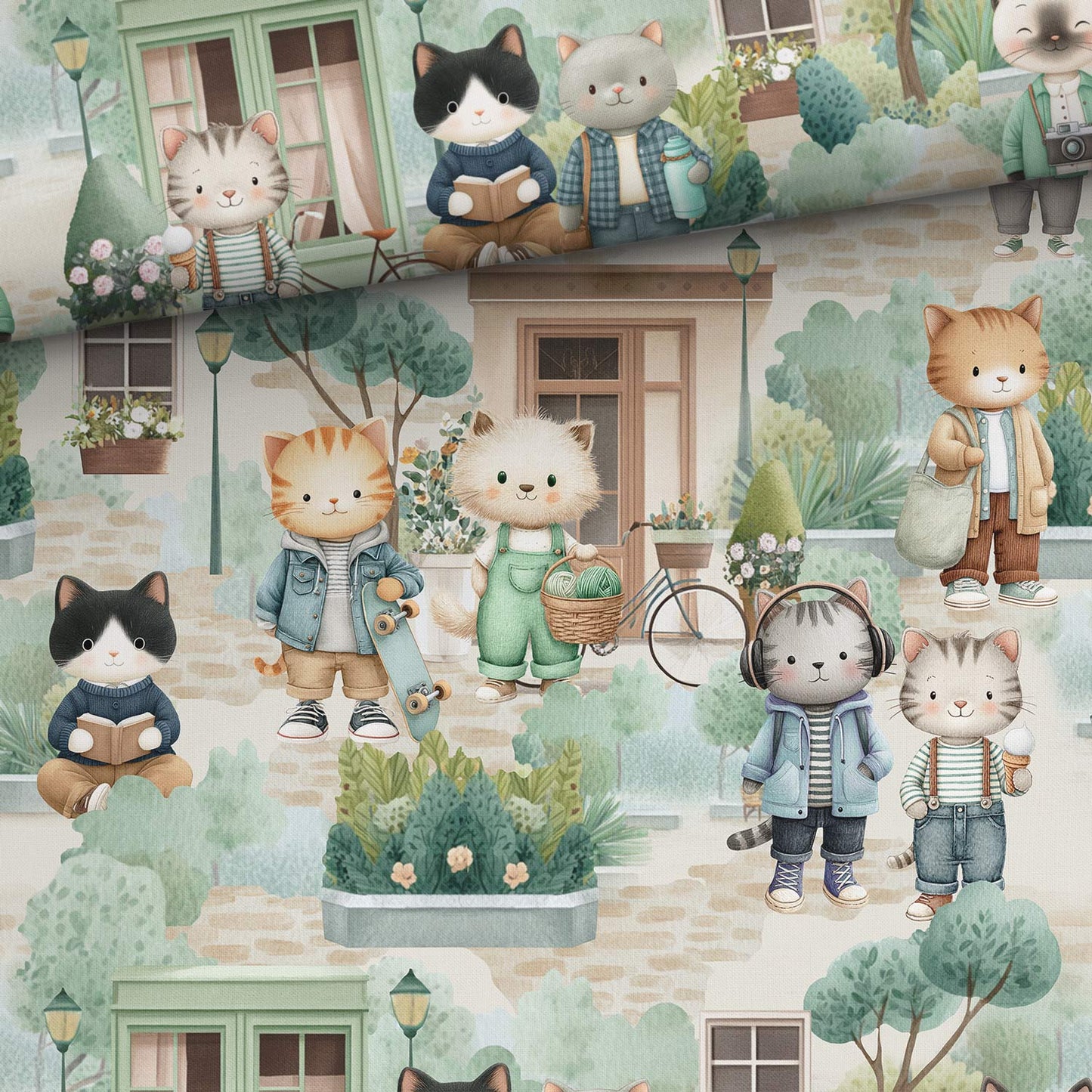 FÖRHANDSBOKNING! VÄVD BOMULL - KATTER I STAN