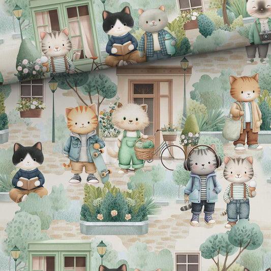 FÖRHANDSBOKNING! VÄVD BOMULL - KATTER I STAN