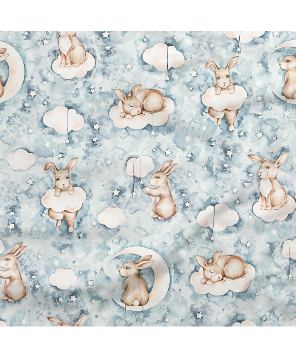 SISTA BITEN 40%! SATINVÄVD BOMULL - BUNNY IN HEAVEN 80CM