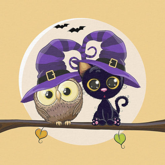 FÖRHANDSBOKNING! PANEL ÖGLAD COLLEGE - SÖTNOSAR HALLOWEEN UGGLA & KATT