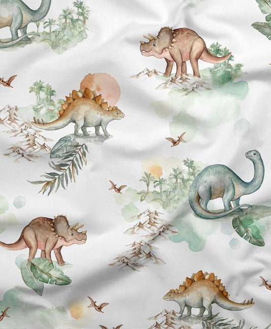 SISTA BITEN 40%! SATINVÄVD BOMULL - DINOSAURS 116CM