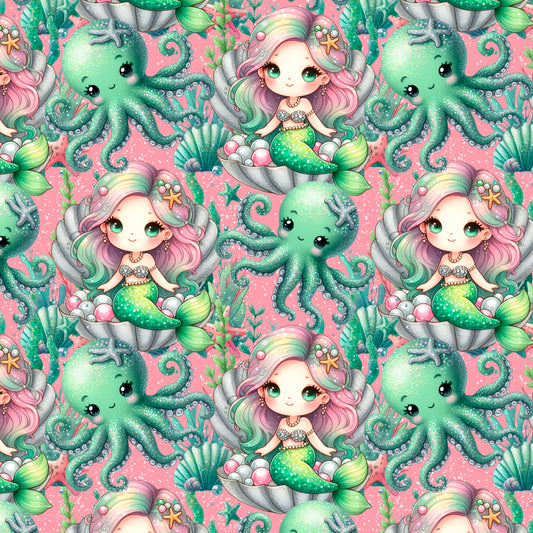 SISTA BITEN! JERSEY - GRÖNROSA SJÖJUNGFRU 100CM