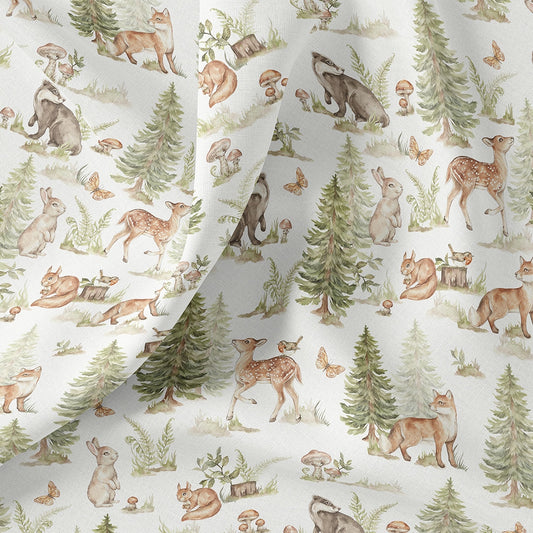 SISTA BITEN 40%! SATINVÄVD BOMULL - MAGIC FOREST 128CM