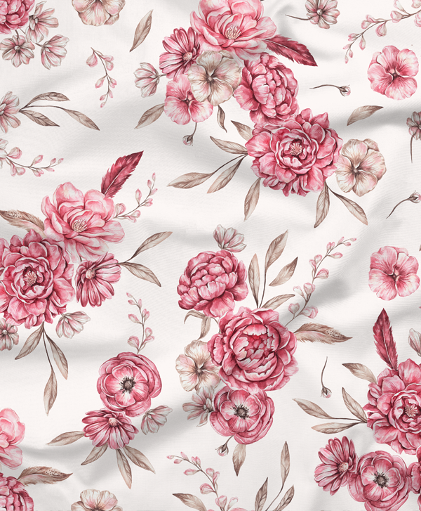 SISTA BITEN 40%! SATINVÄVD BOMULL - PINKPEONY 95CM