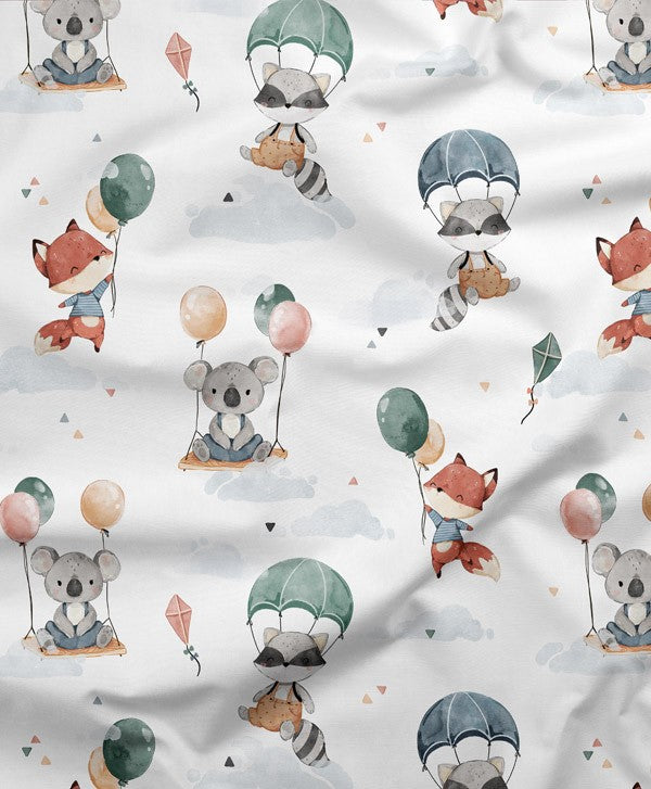 SISTA BITEN 40%! SATINVÄVD BOMULL - RACOON BALLOON 177CM
