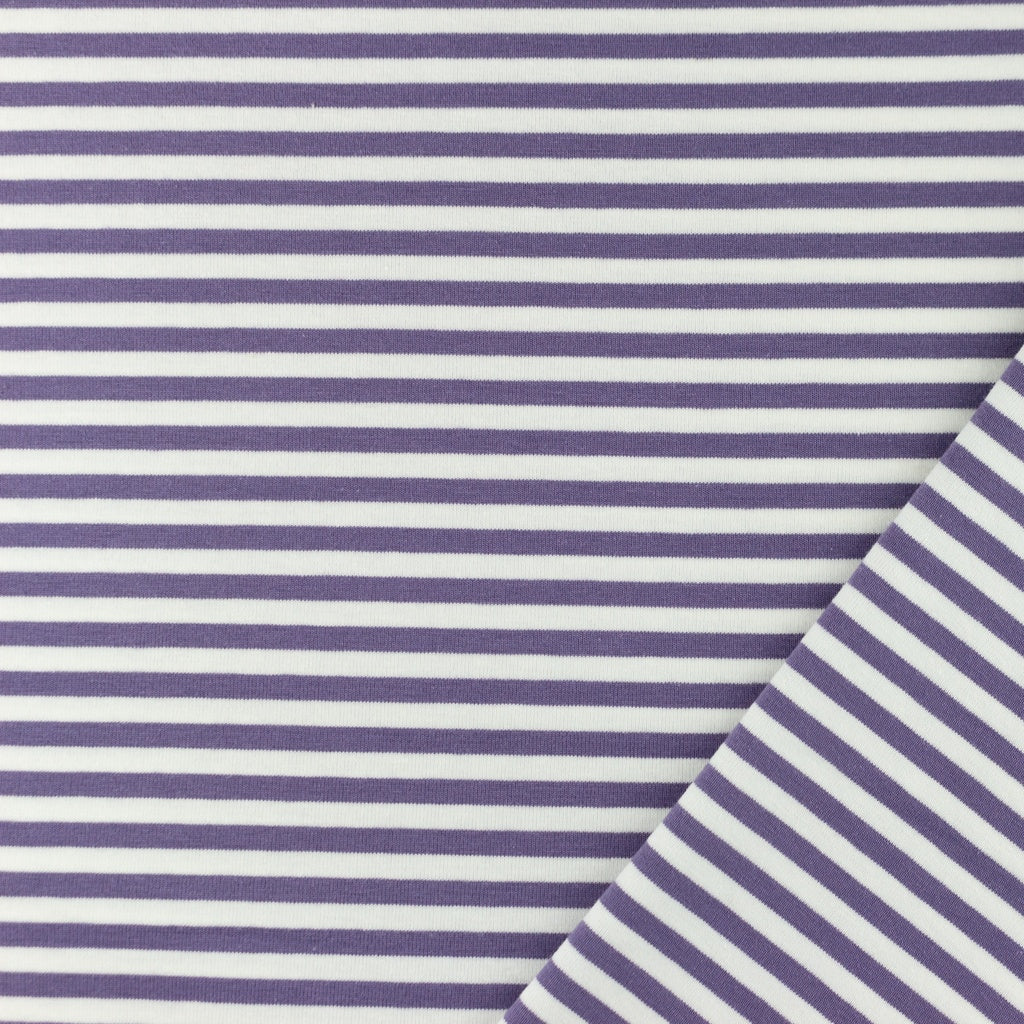SISTA BITEN 50% NYHET! JERSEY RÄNDER - BREDA RÄNDER LAVENDEL 240CM