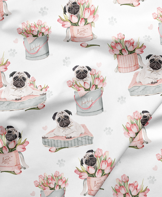 LR 60% SATINVÄVD BOMULL - TULIP PUG